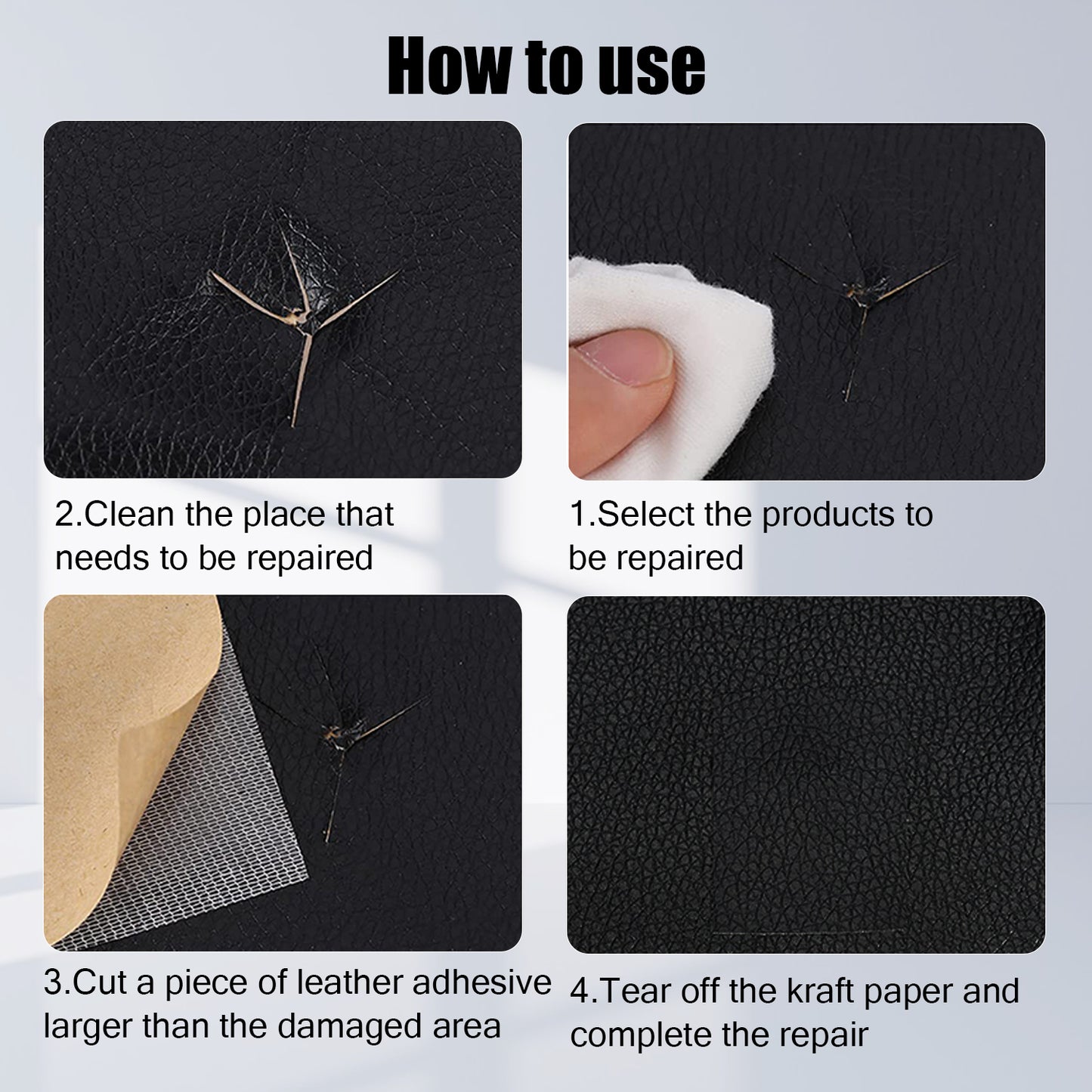 Self-adhesive repair patch artificial leather 50x138 cm Black Black Black Variety V1237-ZY-203-1701