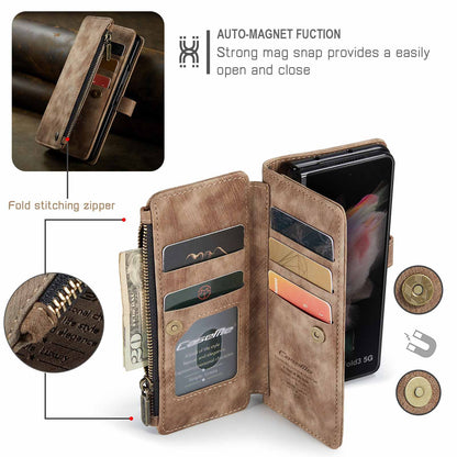 Samsung Galaxy Z Fold 3 Case - Retro Wallet with Card Slots, Magnetic Stand & Strap, Compatible with Samsung V1237-ZY-203-1702