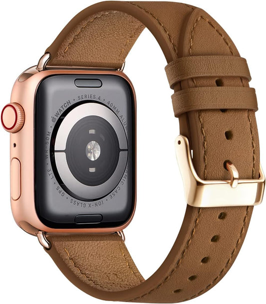 Apple Watch Leather Strap, Genuine Leather Replacement Band for Apple Watch Series 9 8 7 6 5 4 3 2 1 & iWatch V1237-ZY-203-1776
