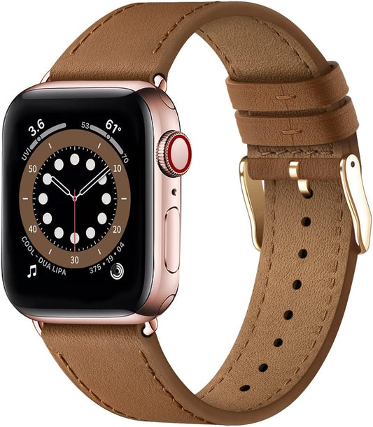 Apple Watch Leather Strap, Genuine Leather Replacement Band for Apple Watch Series 9 8 7 6 5 4 3 2 1 & iWatch V1237-ZY-203-1776