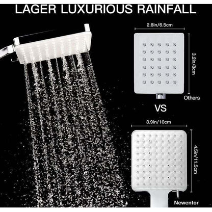Shower Head, Large Square Shower Head with One-Hand Control, High Pressure Shower Head with 6 Shower Modes, V1237-ZY-203-1777