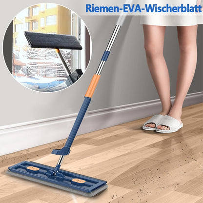 Large Flat Mop with 360 degrees Rotatable Wringing Function, Microfiber Pads for Hardwood Blue + 2 rags V1237-ZY-203-1790