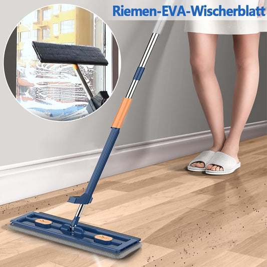 Large Flat Mop with 360 degrees Rotatable Wringing Function, Microfiber Pads for Hardwood Blue + 2 rags V1237-ZY-203-1790