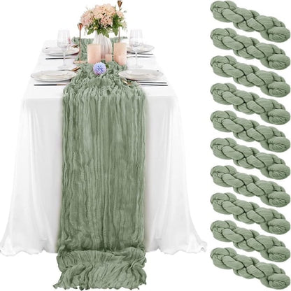 1st Cheesecloth Table Runner Loose-woven Table Runner LIGHT GREEN Light Green V1237-ZY-203-1792
