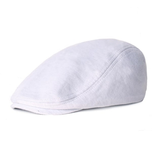 Cotton Cap for Men and Women - Soft Casual Beret, Solid Color Unisex - White, One Size V1237-ZY-203-1801