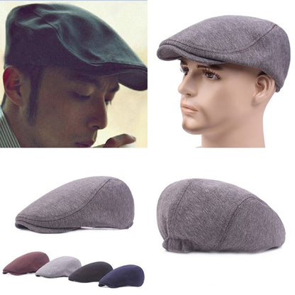 Cotton Cap for Men and Women - Soft Casual Beret, Solid Color Unisex - White, One Size V1237-ZY-203-1801