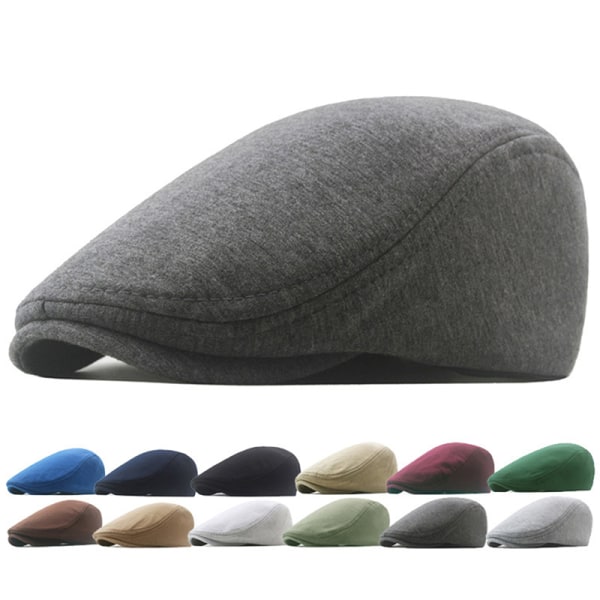 Cotton Cap for Men and Women - Soft Casual Beret, Solid Color Unisex - White, One Size V1237-ZY-203-1801