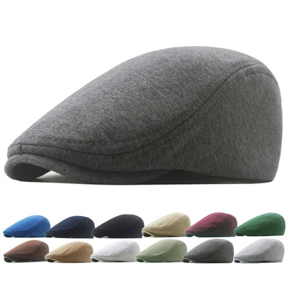 Cotton Cap for Men and Women - Soft Casual Beret, Solid Color Unisex - White, One Size V1237-ZY-203-1801