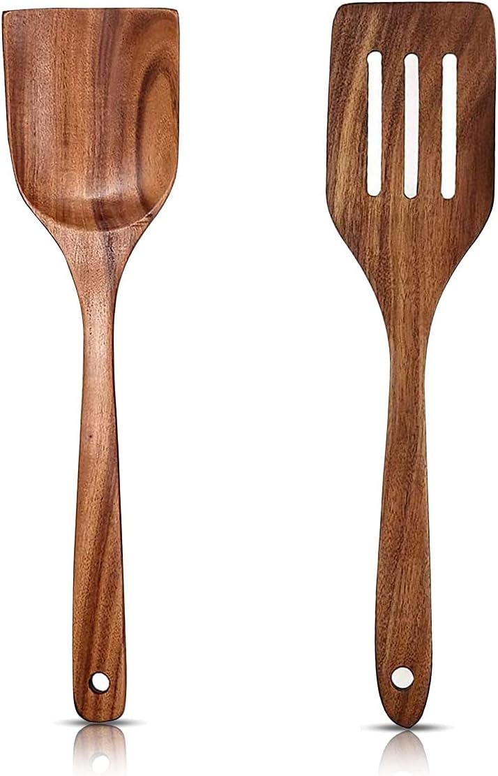 Set of 2 wooden spatulas 30 cm spatulas cooking utensils made V1237-ZY-203-1809