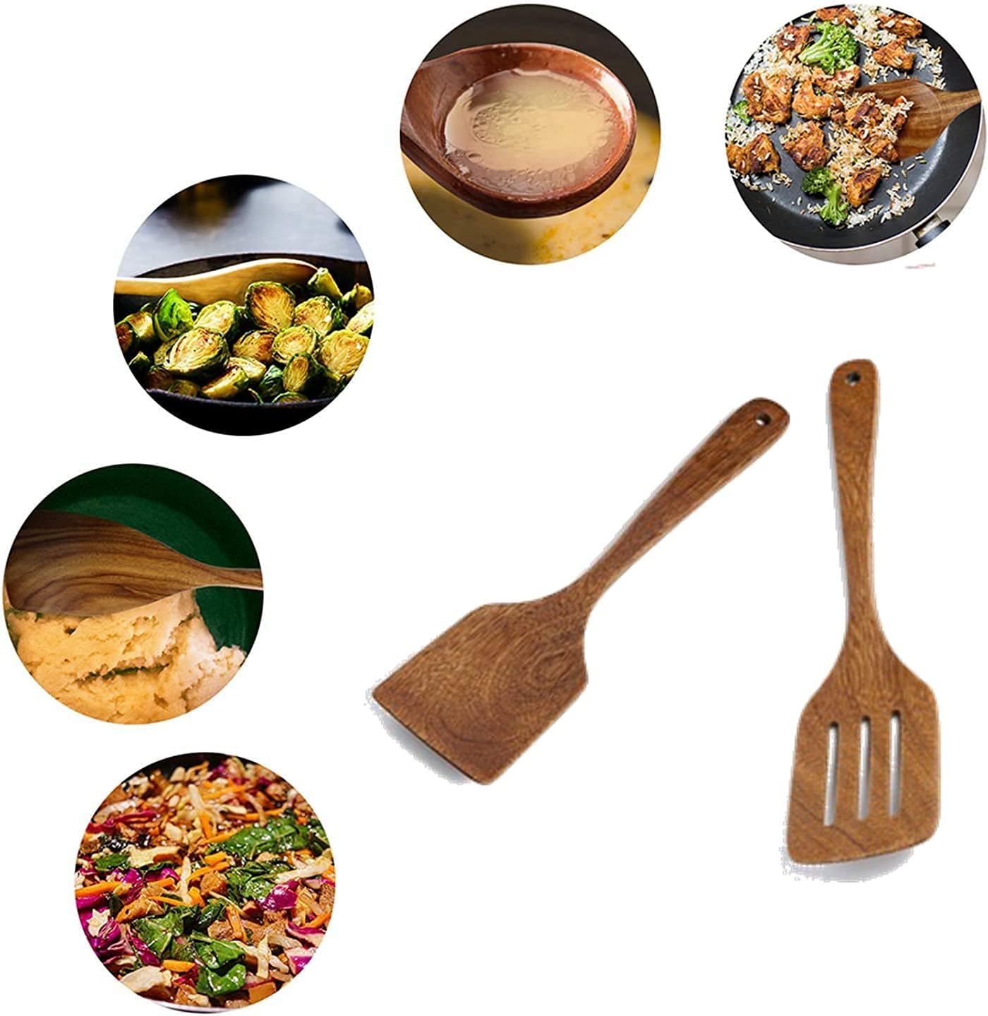 Set of 2 wooden spatulas 30 cm spatulas cooking utensils made V1237-ZY-203-1809