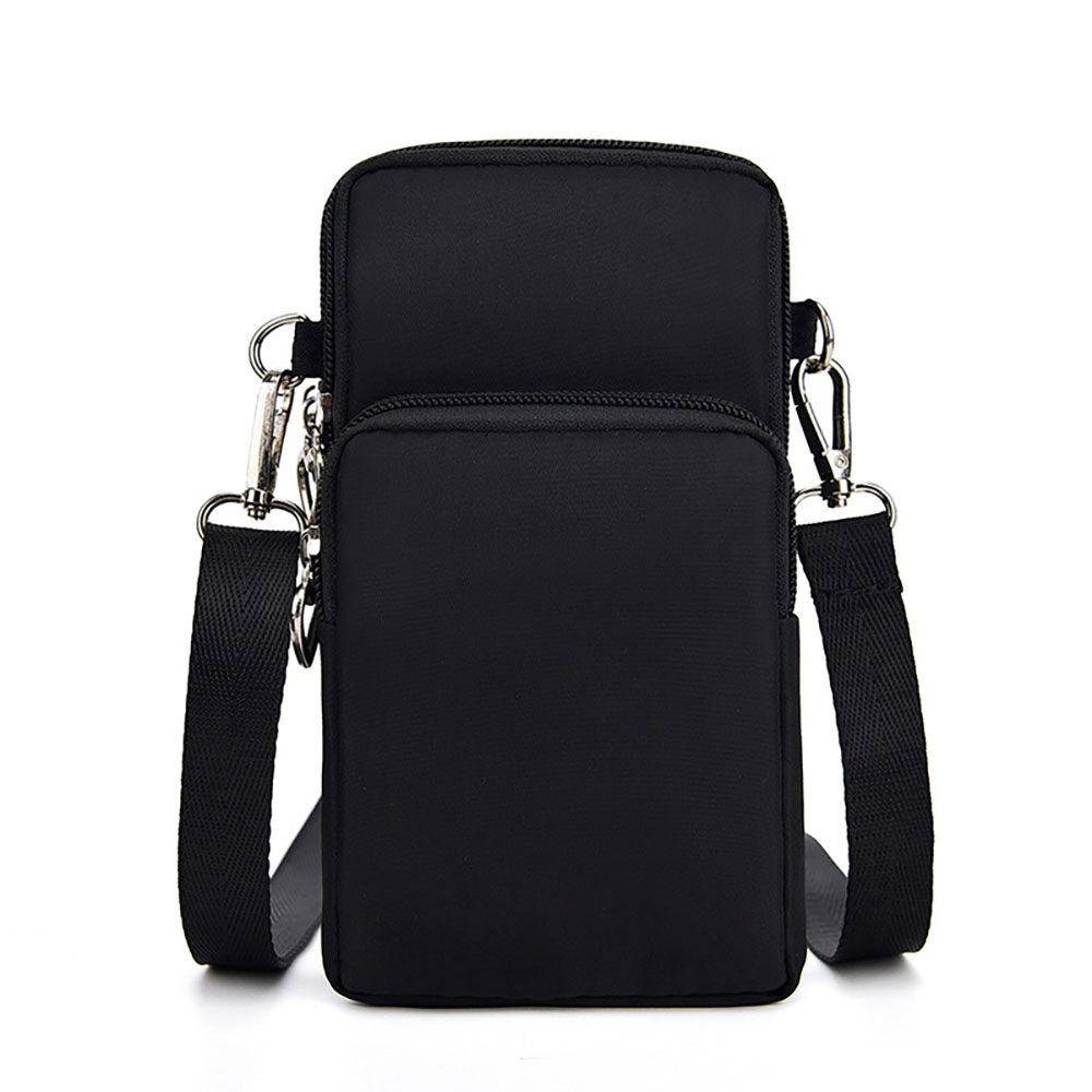Mobile Phone Bag with Shoulder Strap in Durable Nylon and Polyester - Black V1237-ZY-203-1811