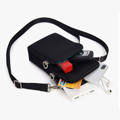 Mobile Phone Bag with Shoulder Strap in Durable Nylon and Polyester - Black V1237-ZY-203-1811