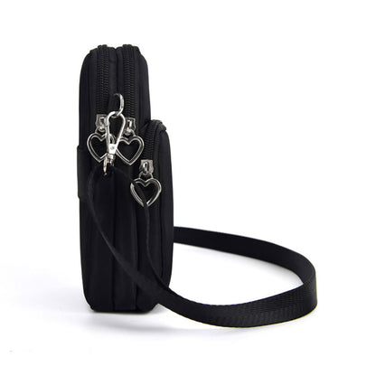Mobile Phone Bag with Shoulder Strap in Durable Nylon and Polyester - Black V1237-ZY-203-1811