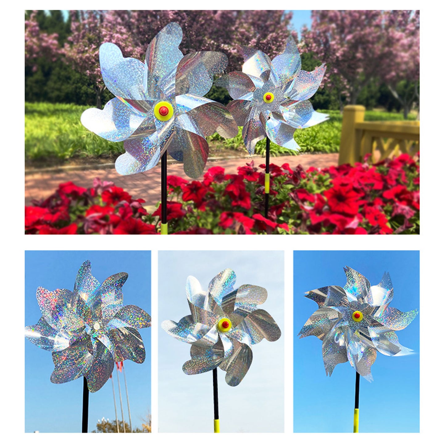 INF Reflective Scarecrow Wind Spinner Silver 2-pack V1237-ZY-203-1817