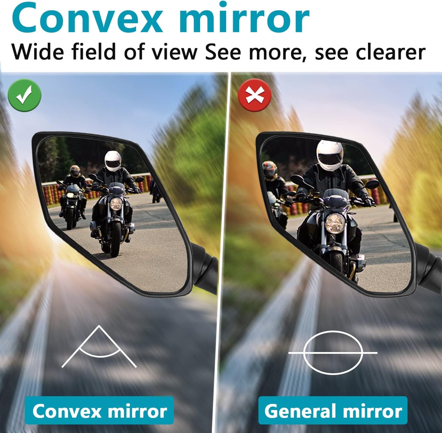Motorcycle mirror, pair of universal rearview mirrors, suitable V1237-ZY-203-1820