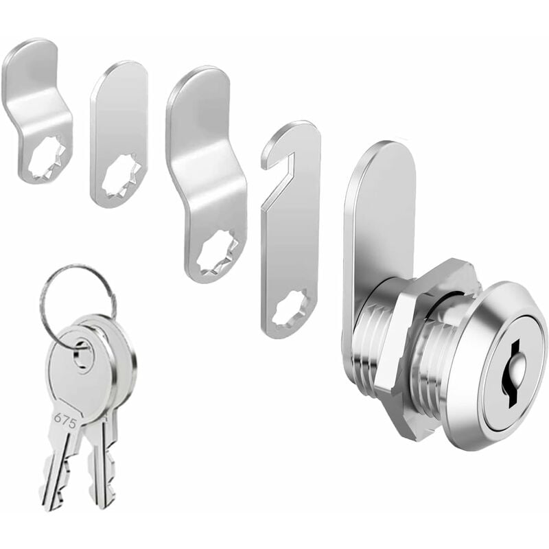 16mm Cylinder Security Lock for Mailbox with 5 Different Lock Plates and 2 Keys, Cabinet Lock, Cupboard, V1237-ZY-203-1829