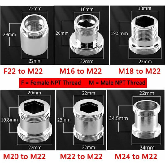 2-pack Brass Faucet Adapter 22mm NPT Male to Male Faucet Aerator Connector for Sink Faucet Water Filter V1237-ZY-203-1849
