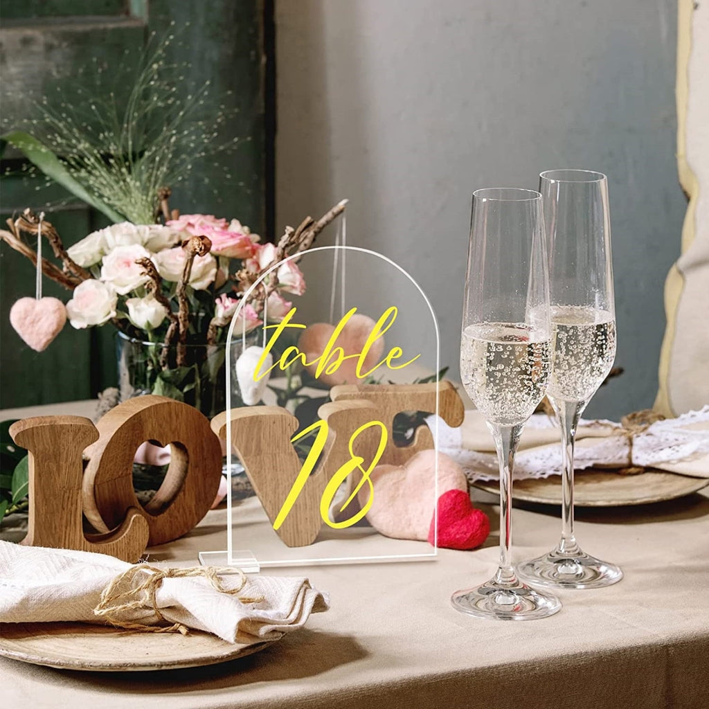 5-pack Transparent Acrylic Sign Acrylic Wedding Table Number with Stand Blank Arched Guest Name Table Number V1237-ZY-203-1878
