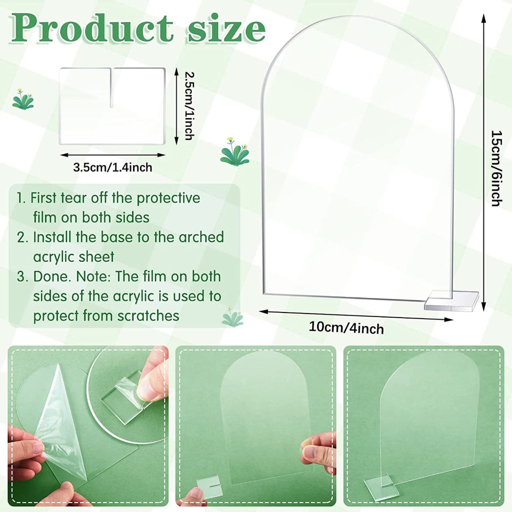 5-pack Transparent Acrylic Sign Acrylic Wedding Table Number with Stand Blank Arched Guest Name Table Number V1237-ZY-203-1878