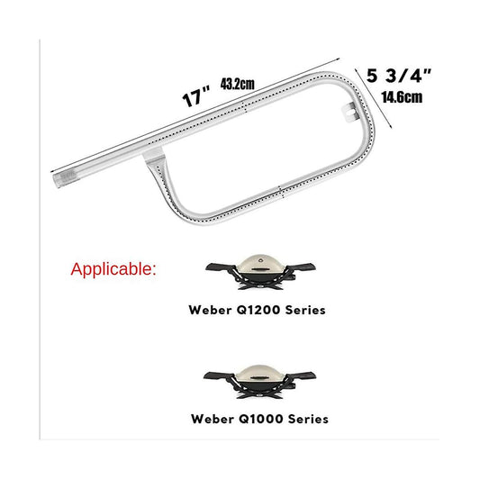 Grill Burner Tube Stainless Steel 304, 60040 69957, Replacement for Q100 Q120 Q1000 Q1200 Baby Q Sliv V1237-ZY-203-1909