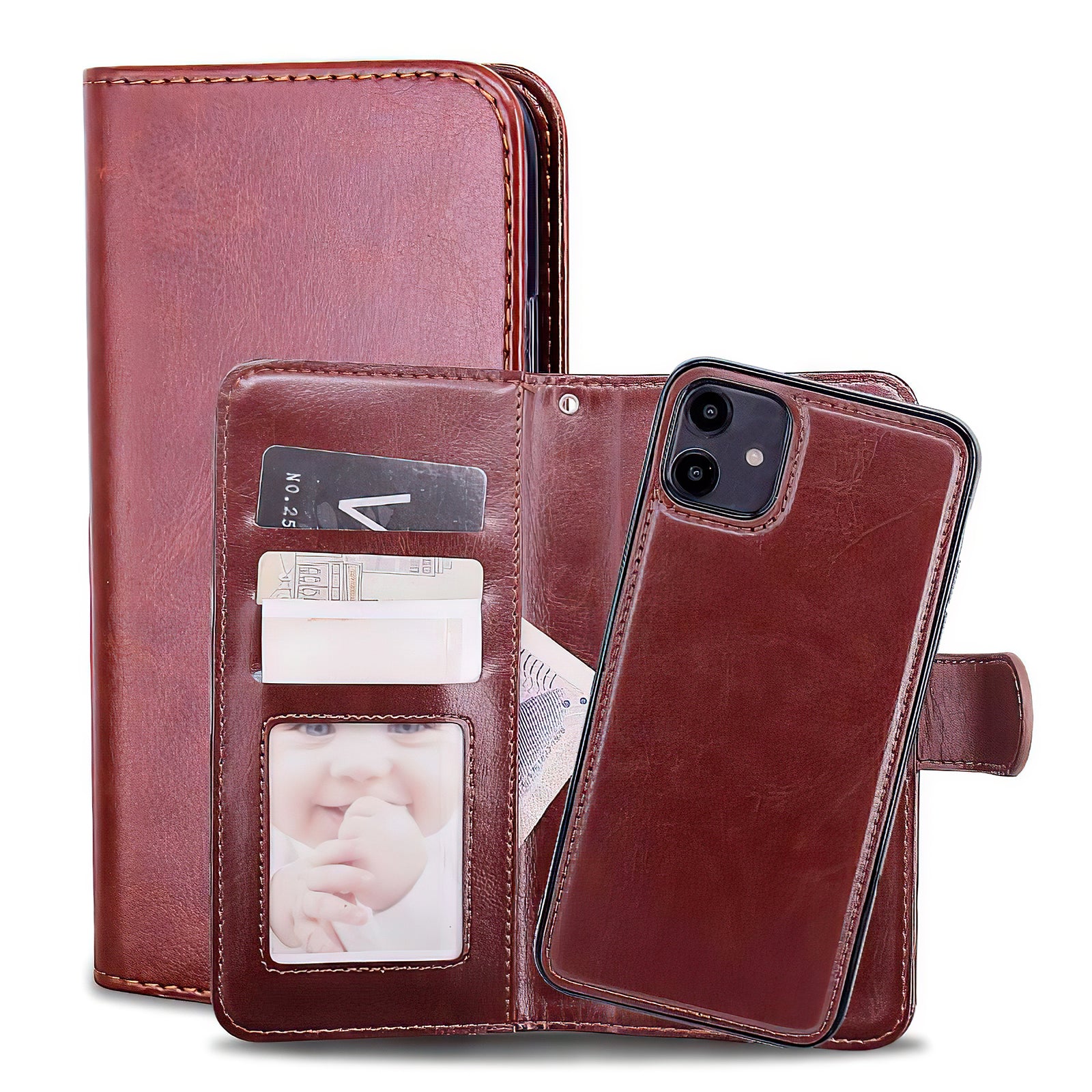 iPhone 12 - Leather Case / Protection Pink V1237-ZY-203-1934