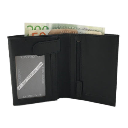 Spacious men's leather wallet with 12 card slots - Black V1237-ZY-203-1959