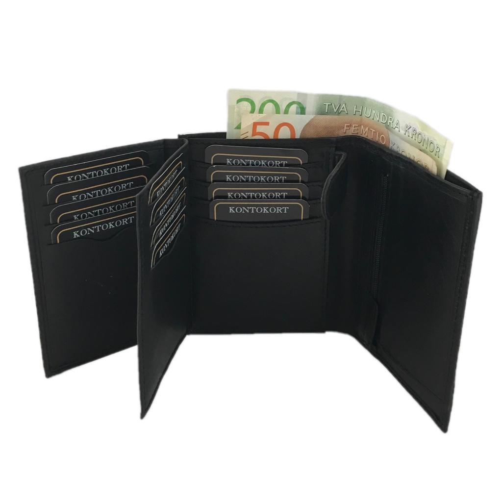 Spacious men's leather wallet with 12 card slots - Black V1237-ZY-203-1959