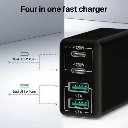 Compatible USB C Charger, 40W USB Multi Fast Charger, Multiple USB Outlets USB Charging Plug Adapter, USB V1237-ZY-203-2046