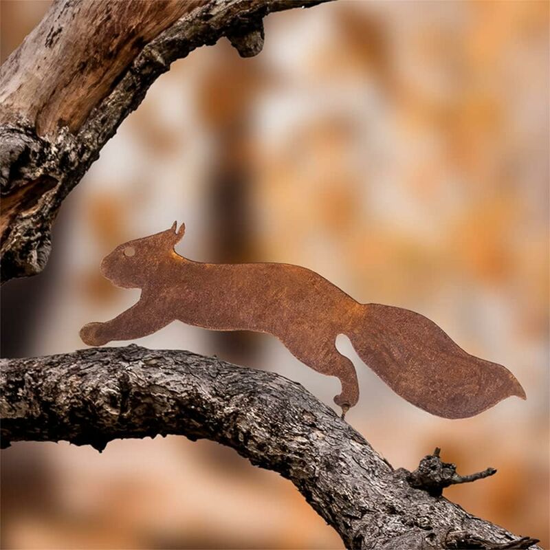 Tree Squirrel - Metal Garden Decoration - 30 cm - Natural Rust Patina V1237-ZY-203-2047