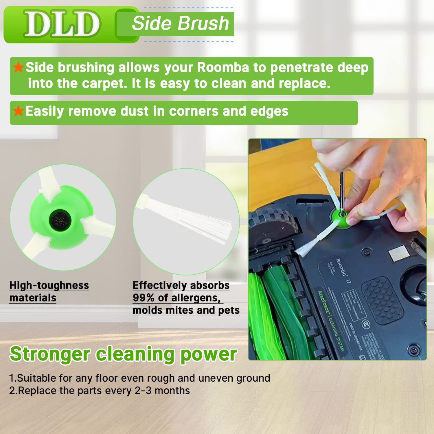 Replacement Parts for iRobot Roomba E, I and J Series - Includes Multi-Surface Rubber Brush & High V1237-ZY-203-2052