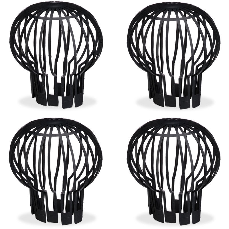 Downspout Cover, 4-pack, Plastic Basket, Leaf Catcher for Gutter, Rain Pipe Cover, Gutter Cover, 13 cm, black V1237-ZY-203-2093