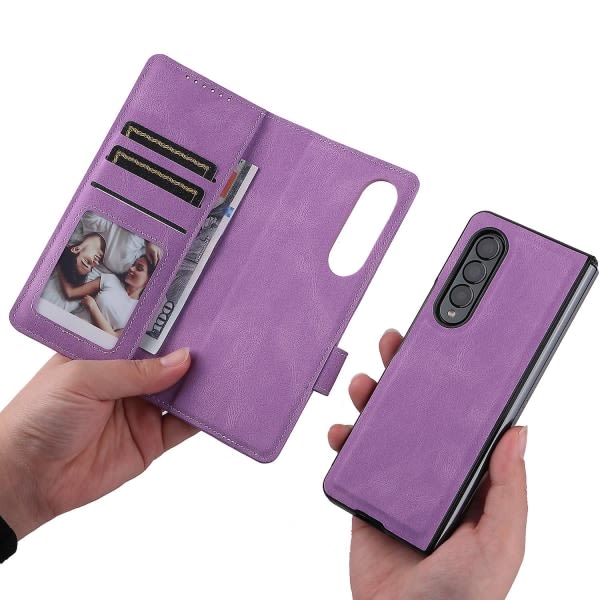 Full Protective Magnetic Leather Case Compatible with Samsung Galaxy Z Fold 3 with Card Slot Stand. Blue V1237-ZY-203-2112
