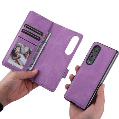 Full Protective Magnetic Leather Case Compatible with Samsung Galaxy Z Fold 3 with Card Slot Stand. Blue V1237-ZY-203-2112