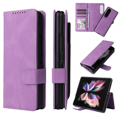 Full Protective Magnetic Leather Case Compatible with Samsung Galaxy Z Fold 3 with Card Slot Stand. Blue V1237-ZY-203-2112