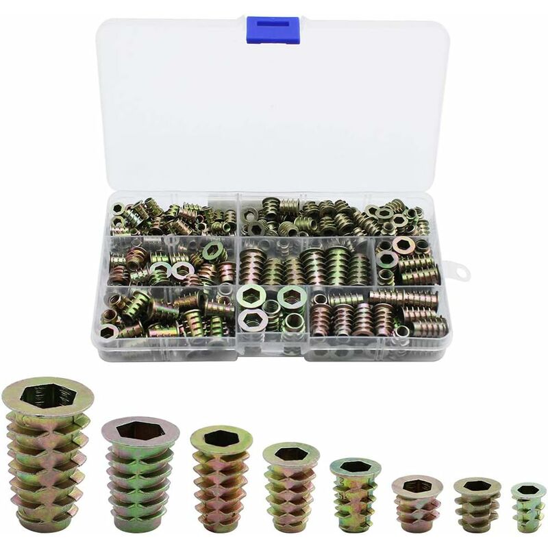 230 Pieces Zinc Alloy Hexagonal Threaded Insert Nuts, Threaded Insert Nuts, External Thread Nuts M4 M5 M6 M8 V1237-ZY-203-2140