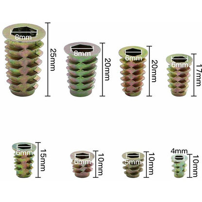230 Pieces Zinc Alloy Hexagonal Threaded Insert Nuts, Threaded Insert Nuts, External Thread Nuts M4 M5 M6 M8 V1237-ZY-203-2140