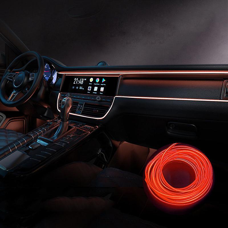Car LED Interior Strip Light 3m USB Neon Wire Lamps Glowing Ambient Lighting Car Decorations Interior Red V1237-ZY-203-2150
