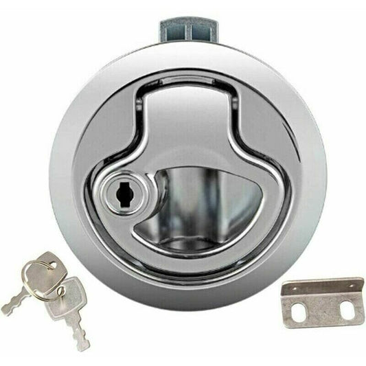 Boat Hatch Lock Pull Marine, Zinc Alloy Recessed Hatch Lock with Locking Door for Yacht Trailer Motorhome V1237-ZY-203-2166