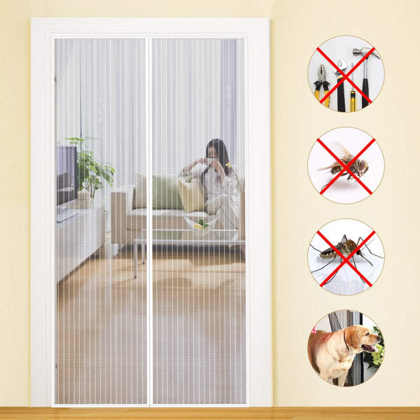 MYCARBON Mosquito Net Door Magnetic Fly Screen Anti-mosquito Net Door (White) 80X200CM V1237-ZY-203-2216