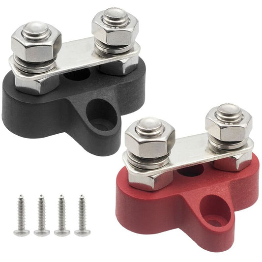 Busbar Terminal Block Battery Power Ground Terminal Block M8 Dual Pins 5/16"" Heavy Duty Terminals for Boat, V1237-ZY-203-2222