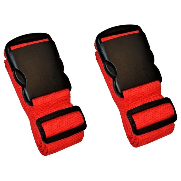 2-pack luggage strap with 2x metal luggage tag set red adjustable luggage strap luggage strap suitcase strap V1237-ZY-203-2226