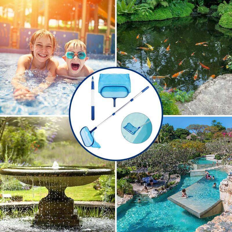 Pool Leaf Skimmer with Telescopic Handle, Fine Mesh Net, Pool Cleaning Tool V1237-ZY-203-2261