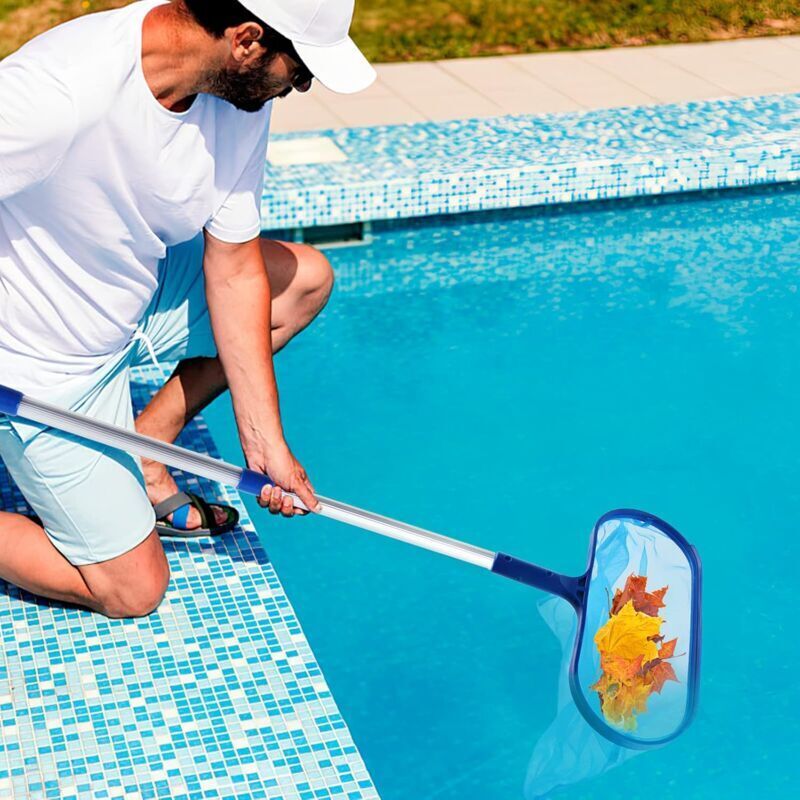 Pool Leaf Skimmer with Telescopic Handle, Fine Mesh Net, Pool Cleaning Tool V1237-ZY-203-2261