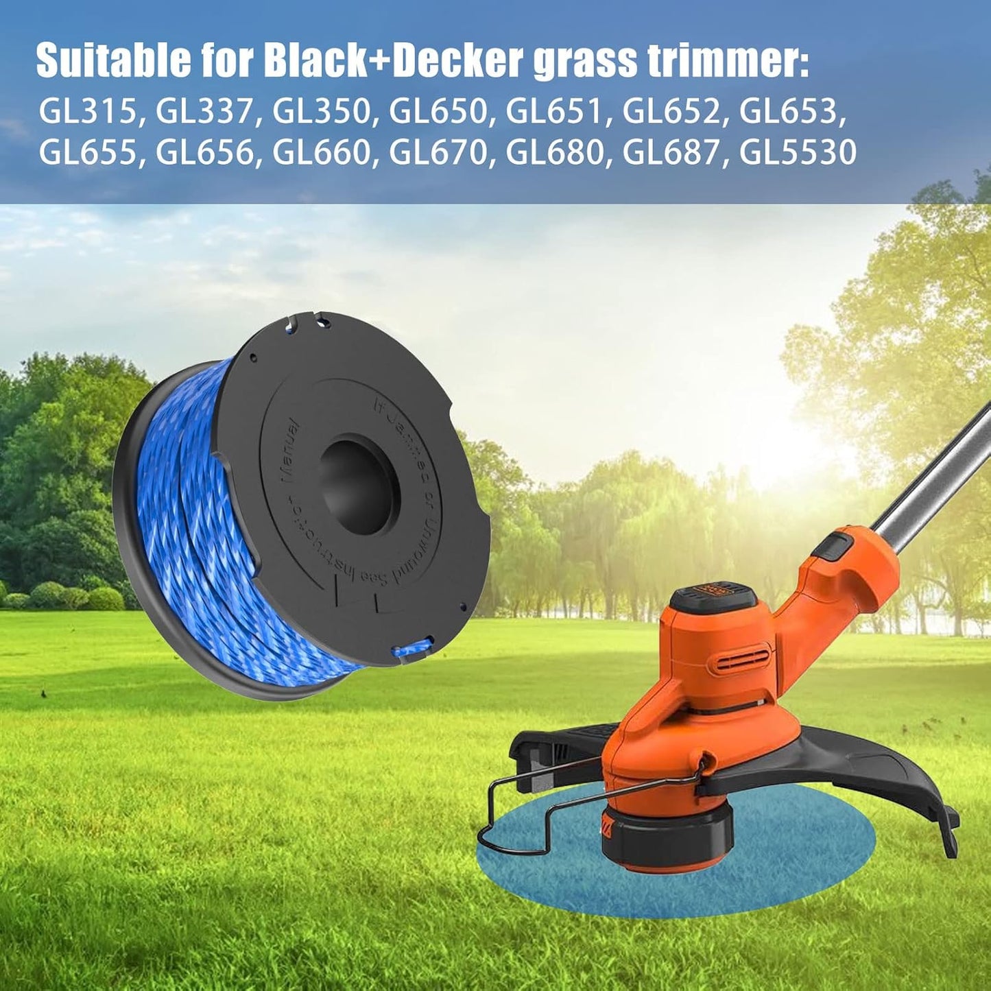 Replacement Spool for Black & Decker A6441 Trimmer Line, 1.65mm, Replacement Spools for GL652, GL655, GL650, V1237-ZY-203-2263