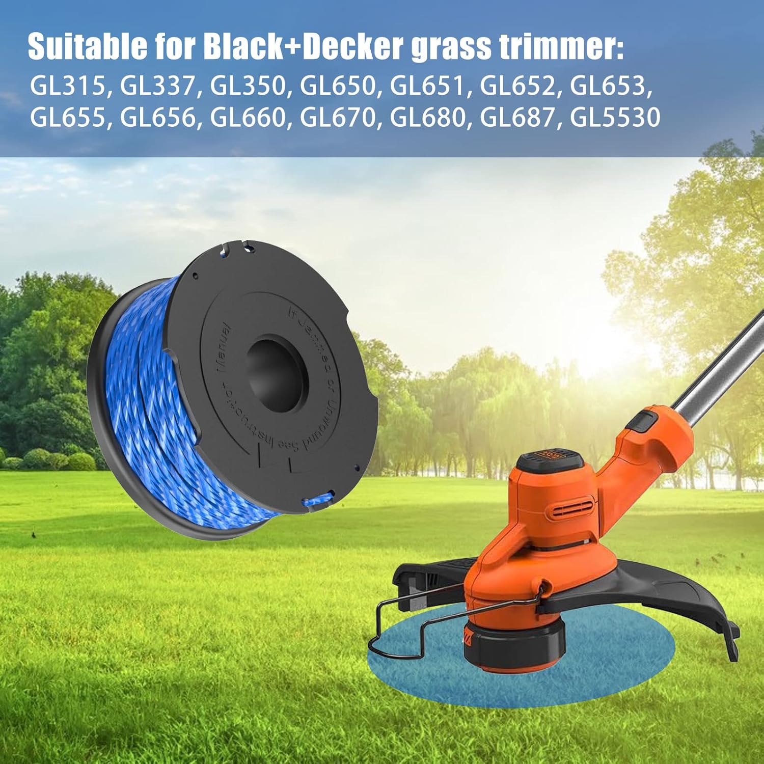 Replacement Spool for Black & Decker A6441 Trimmer Line, 1.65mm, Replacement Spools for GL652, GL655, GL650, V1237-ZY-203-2263