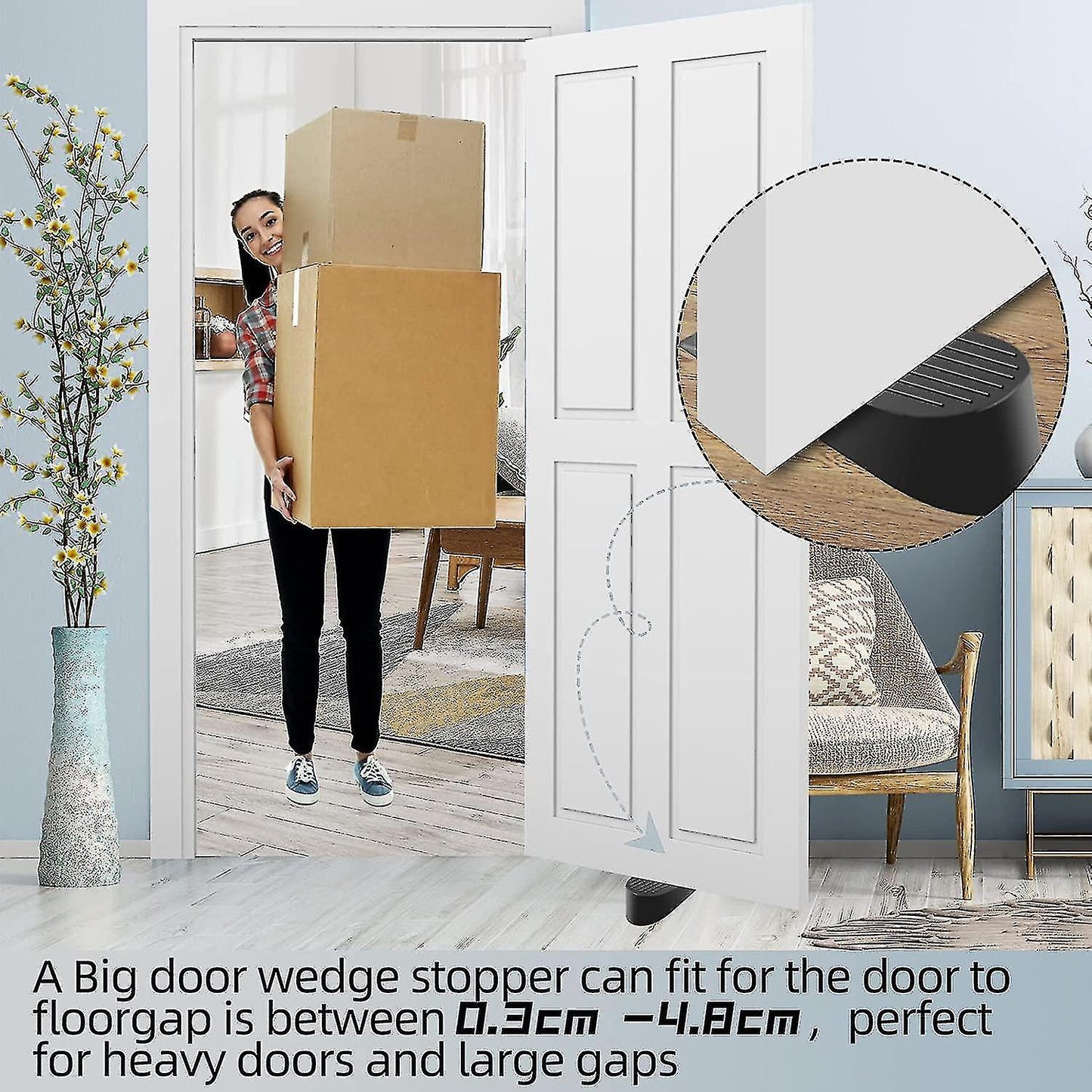 Door Stop, Extra Large Rubber Door Wedges Heavy Duty Black Door Stops Wedge V1237-ZY-203-2271