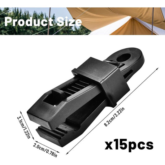Heavy Duty Tarpaulin Clamps Black 15 Pieces for Tents Camping Boat Covers V1237-ZY-203-2284