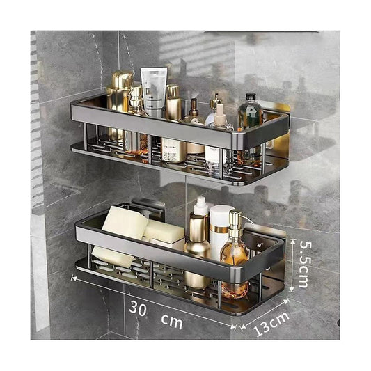 2pcs Bathroom Shelf No Drilling Wall Mount Corner Shelf Shower Storage Bracket Toilet Makeup Organization V1237-ZY-203-2301