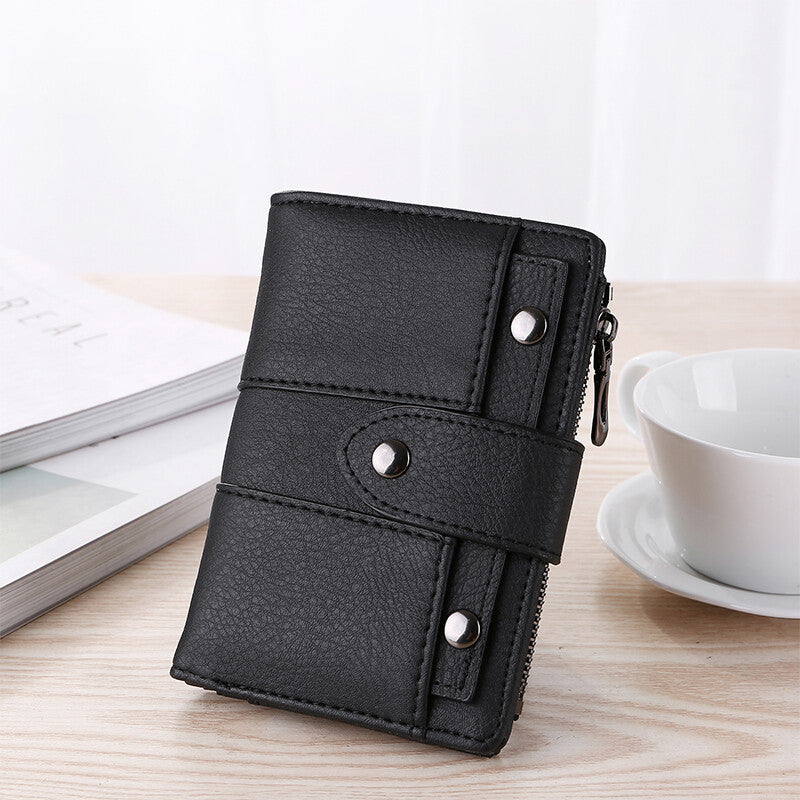 The New Fashion Foldable Small Wallet Women Leather Card Holder Wallet Light Green V1237-ZY-203-2309