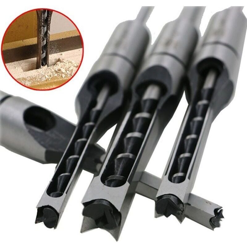 Wood Drill Bit Set for Square Holes, Compatible with Mortise and Tenon Joints, Deep Square Holes Cutting V1237-ZY-203-2314